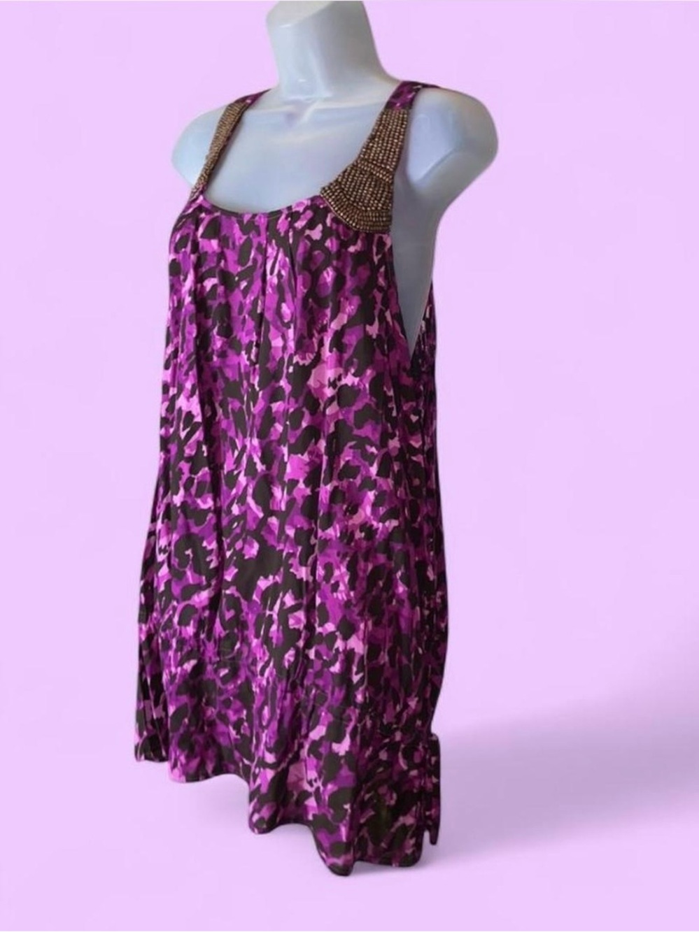 Apt. 9 Beaded Sleeveless Tunic Length Racerback Tank